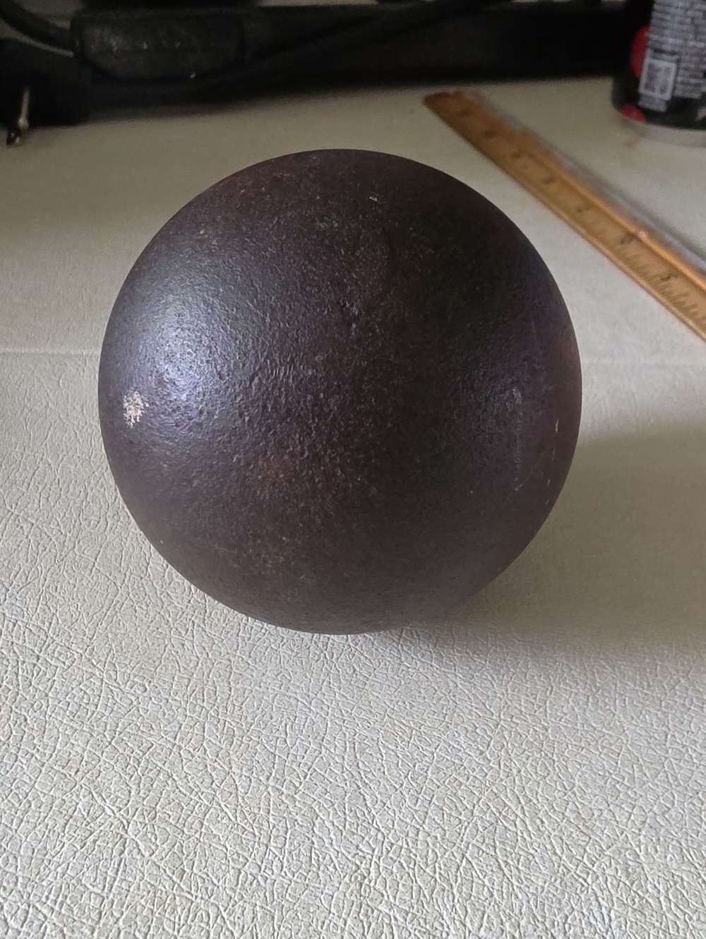 Vtg Cast Iron Sphere Sculpture 2.5” — Antique Industrial Office Paperweight Deco